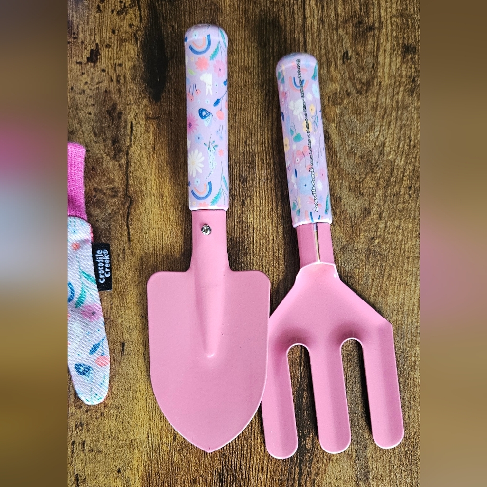 Crocodile Creek Pink Garden Tool Set Neved Used